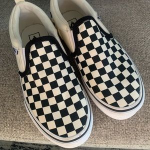 Never worn!! VANS ASHER CHECKBOARD SLIP-ON SNEAKER - KIDS'